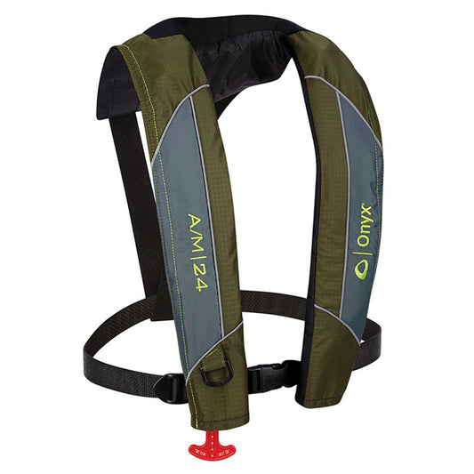 Onyx A/M-24 Automatic/Manual Inflatable PFD Life Jacket - Green [132000-400-004-18] - First Stop Marine