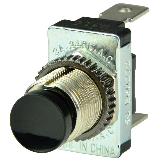 BEP Black SPST Momentary Contact Switch - OFF/(ON) [1001402] - First Stop Marine