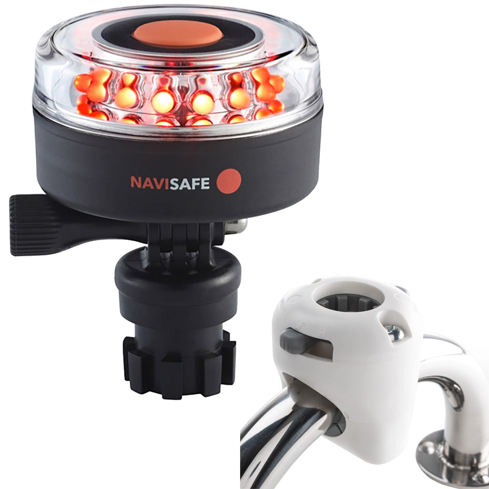 Navisafe Navilight All RED 360 2NM w/Navimount Base  Rail Mount - White [045KIT3] - First Stop Marine