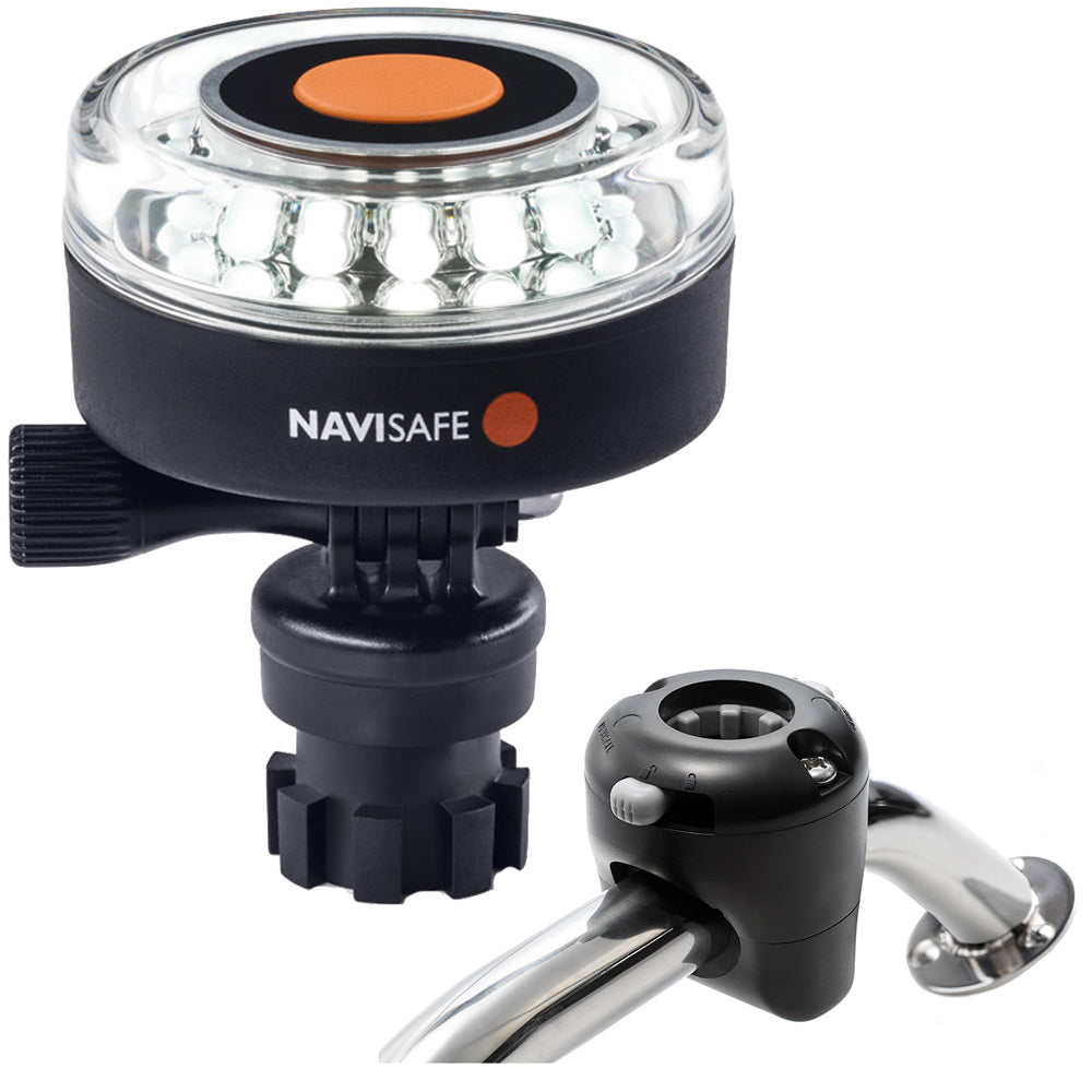 Navisafe Navilight 360 2NM White w/Navimount Base  Rail Mount - Black [040KIT] - First Stop Marine