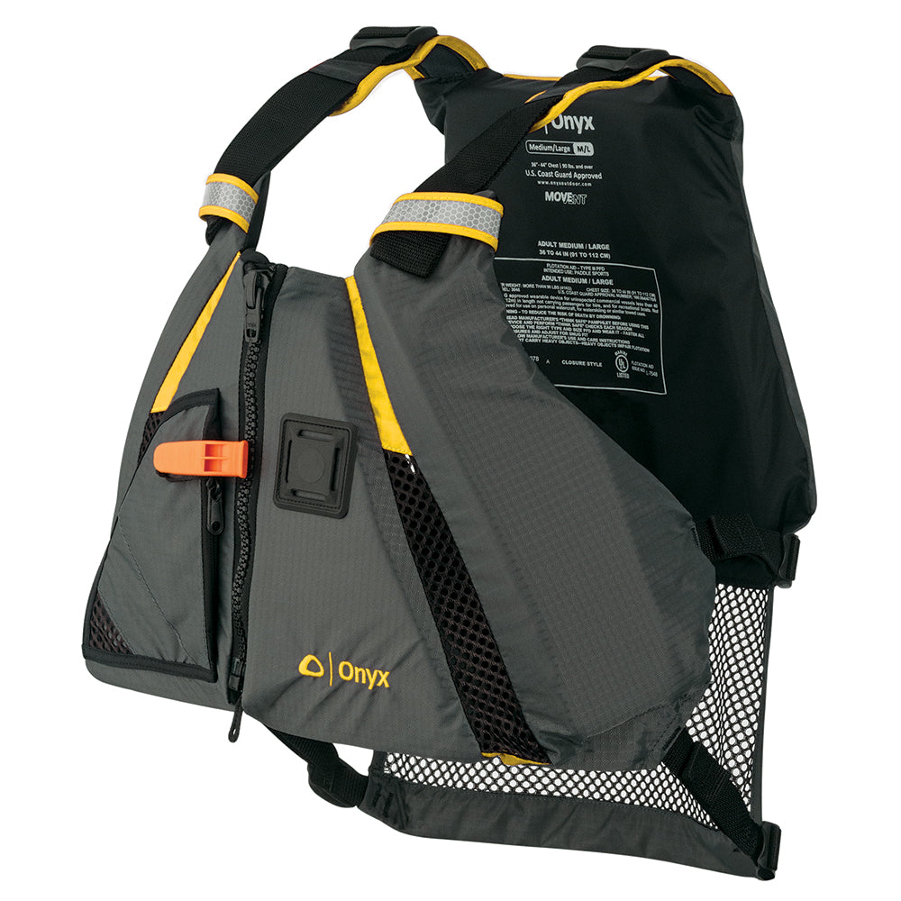 Onyx Movement Dynamic Paddle Sports Vest - Yellow/Grey - M/L [122200-300-040-18] - First Stop Marine