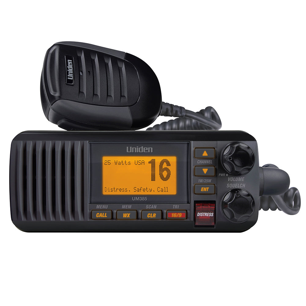 Uniden UM385 Fixed Mount VHF Radio - Black [UM385BK] - First Stop Marine