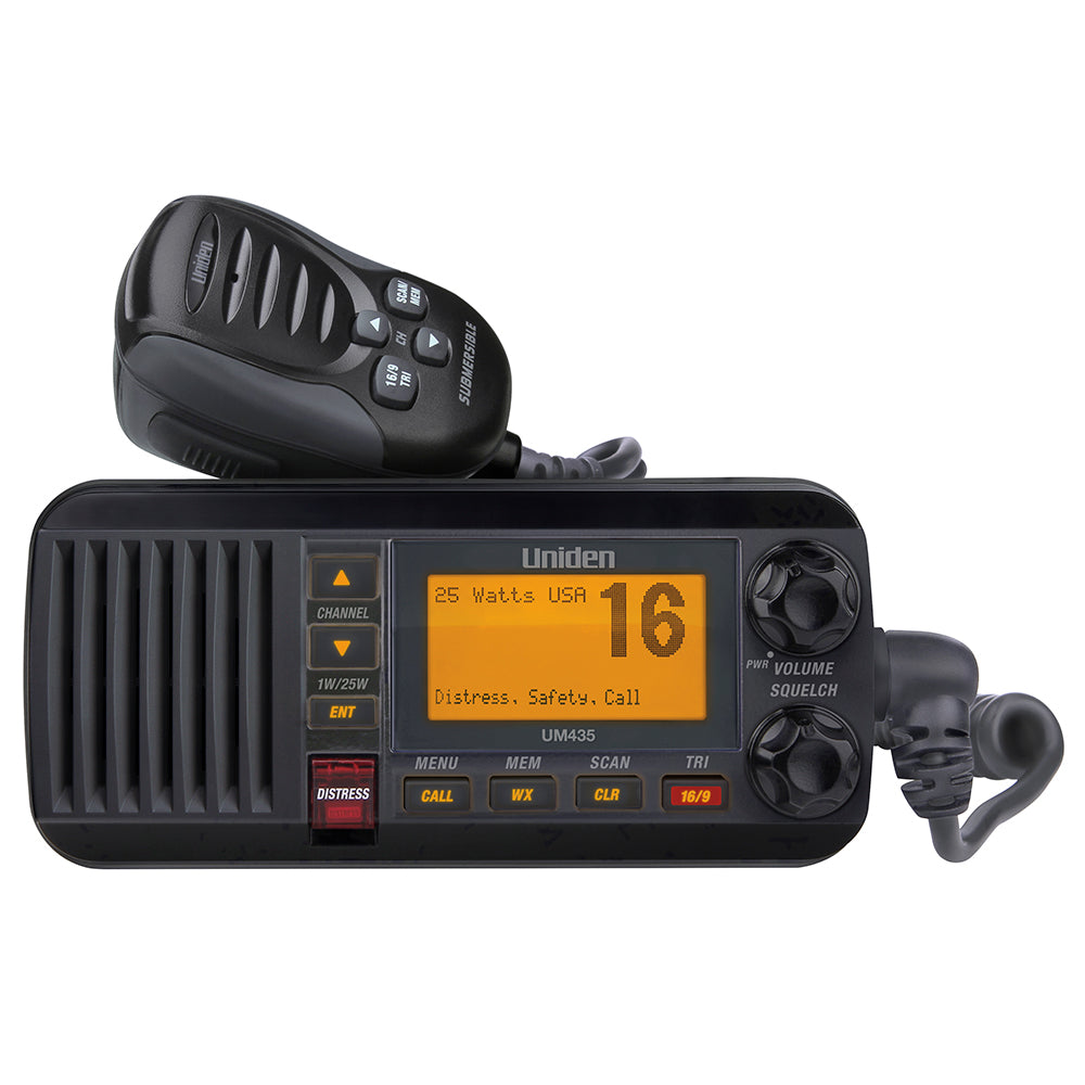 Uniden UM435 Fixed Mount VHF Radio - Black [UM435BK] - First Stop Marine