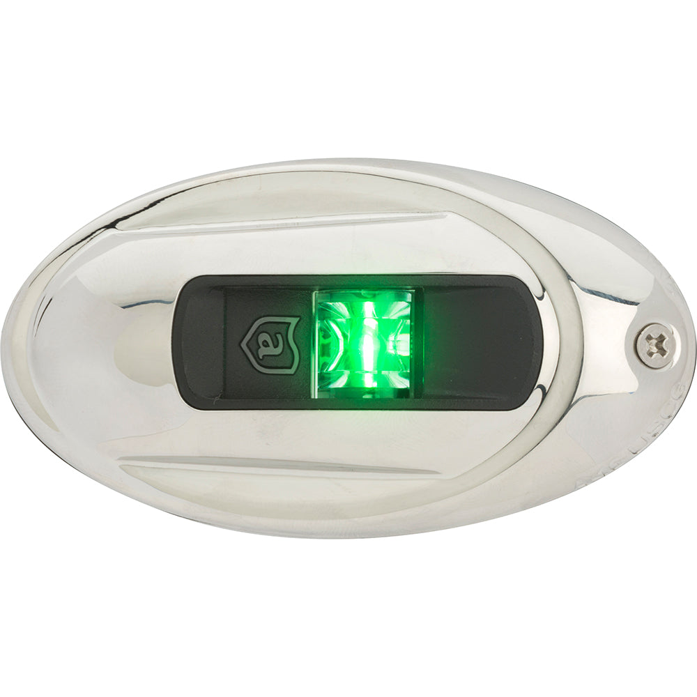 Attwood LightArmor Vertical Surface Mount Navigation Light - Oval - Starboard (green) - Stainless Steel - 2NM [NV4012SSG-7] - First Stop Marine