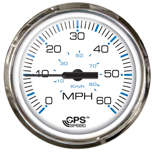 Faria Chesapeake White SS 4" Studded Speedometer - 60MPH (GPS) [33839] - First Stop Marine