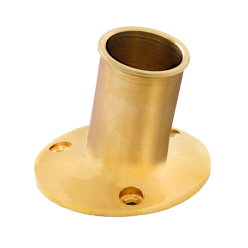 Whitecap Top-Mounted Flag Pole Socket Polished Brass - 1" ID [S-5002B] - First Stop Marine