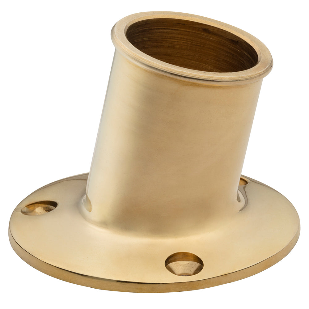 Whitecap Top-Mounted Flag Pole Socket - Polished Brass - 1-1/4" ID [S-5003B] - First Stop Marine