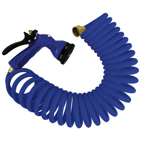 Whitecap 15 Blue Coiled Hose w/Adjustable Nozzle [P-0440B] - First Stop Marine