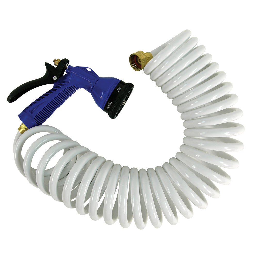 Whitecap 15 White Coiled Hose w/Adjustable Nozzle [P-0440] - First Stop Marine