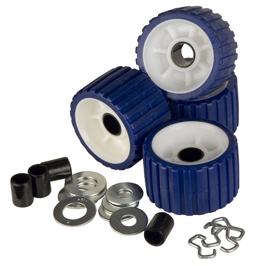 C.E. Smith Ribbed Roller Replacement Kit - 4-Pack - Blue [29320] - First Stop Marine