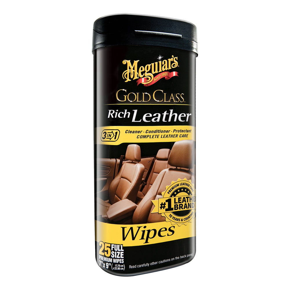 Meguiars Gold Class Rich Leather Cleaner  Conditioner Wipes [G10900] - First Stop Marine