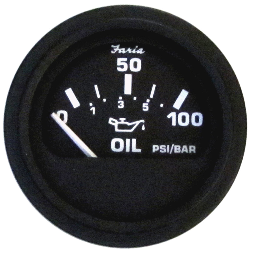 Faria Euro Black 2" Oil Pressure Gauge (100 PSI) [12845] - First Stop Marine