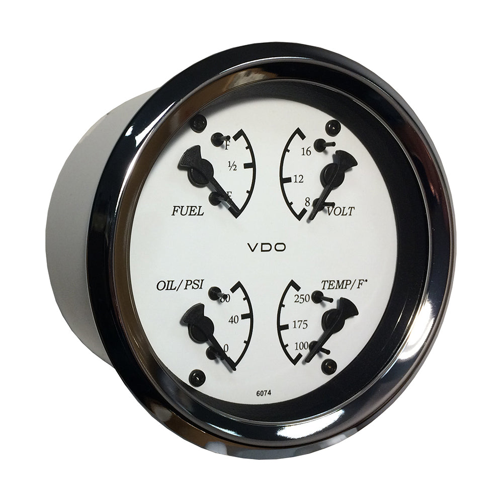 VDO Cockpit Marine 85mm (3-3/8") 4 in 1 Gauge - White Dial/Bezel [110-15800] - First Stop Marine