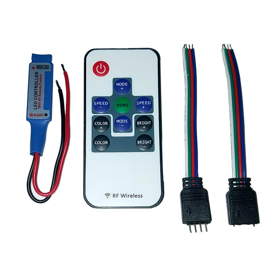 Lunasea Multifunction Indoor RGB LED Controller w/Buttons  RF Remote 5/12/24 VDC [LLB-45AR-08-02] - First Stop Marine