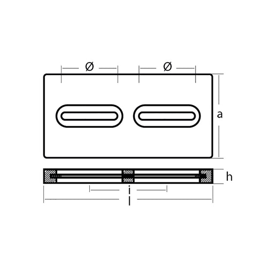 Tecnoseal Rectangular Zinc Plate Anode w/Inserts - 12" x 6" x 1" [TEC-DIVERSD] - First Stop Marine