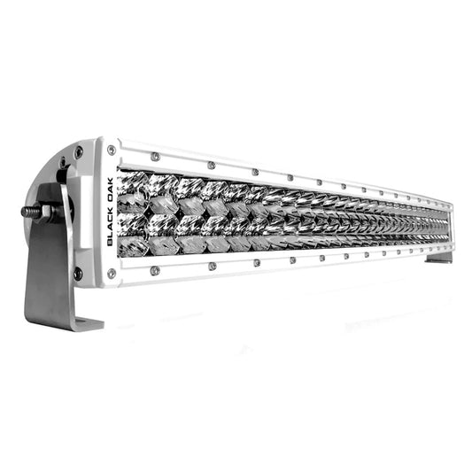 Black Oak 30" Marine Curved Double Row LED Light Bar - Spot Optics - White Housing - Pro Series 3.0 [30SCM-D5OS]