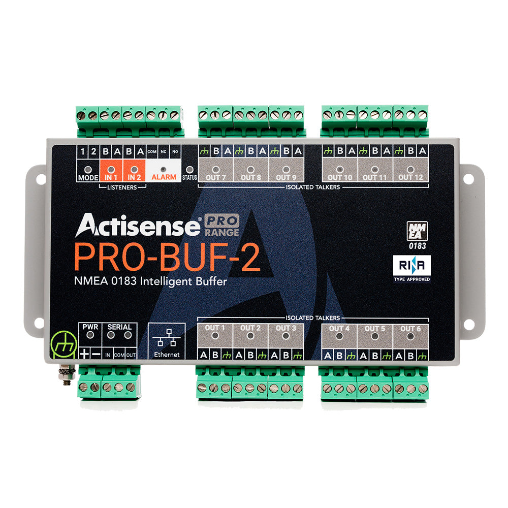Actisense Pro NMEA 0183 Buffer - 2 OPTO Inputs, 12 ISO-Drive Outputs, Serial Port, Ethernet Port, Pluggable Screw Terminal [PRO-BUF-2]